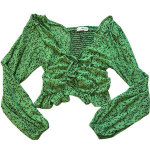 y2k Mango cropped top barrel long sleeves ditzy floral women small streetwear